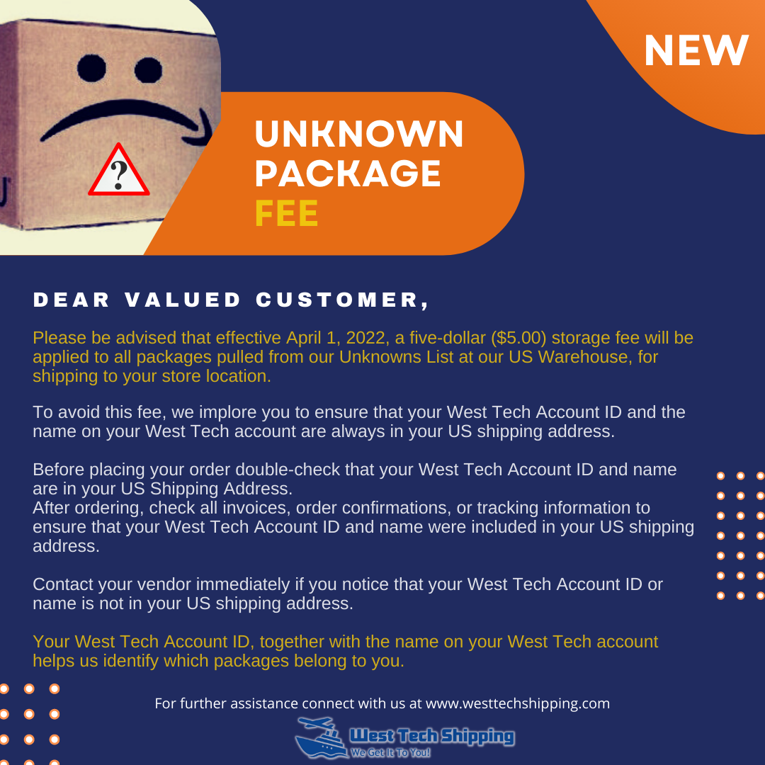 Unknown Package Fee West Tech Shipping